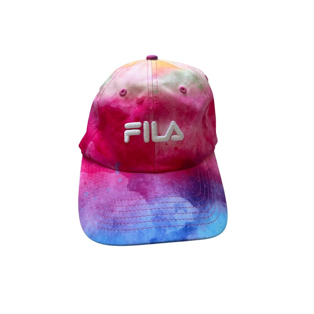 NWT FILA Pink Blue Rainbow Tie-Dye Baseball Cap Dad Hat OSFM